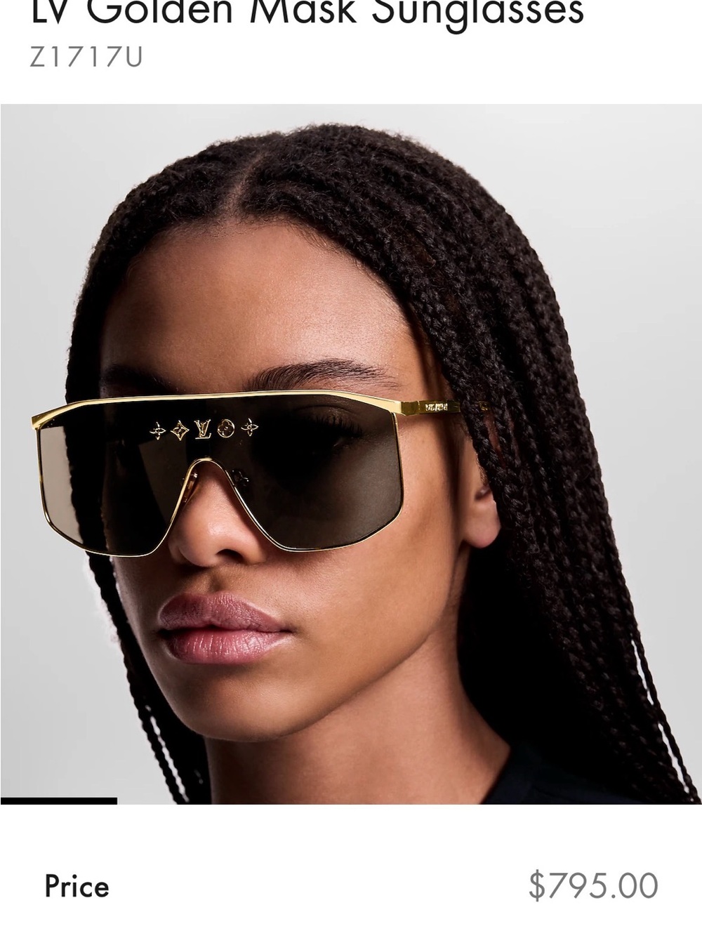 Louis Vuitton Gold Frame Dark Brown Shield Sunglasses